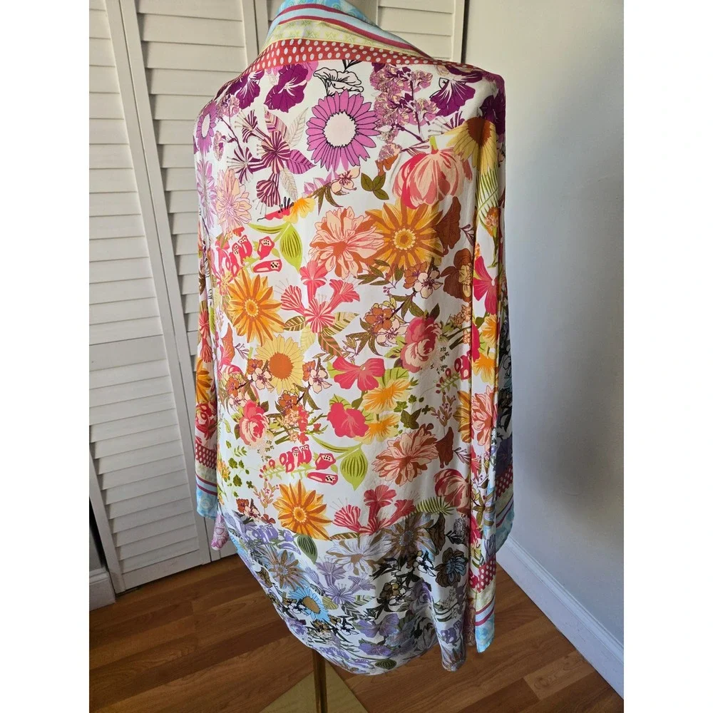 Rachel Zoe Floral Cocoon Kimono Coverup OS Boho Resort Romantic Chic Art Teacher